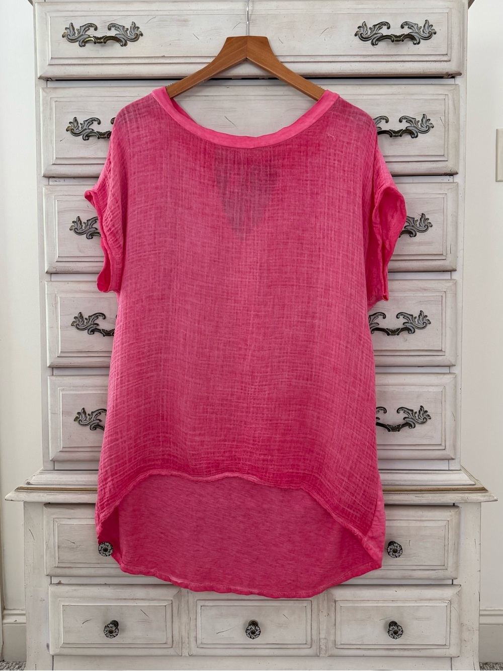 Pink Cotton Burnout Top